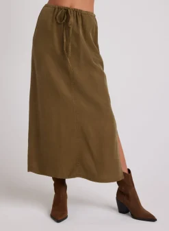Bella Dahl Ana Side Slit Skirt - Basil Green- Skirts