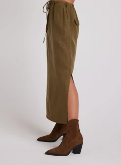 Bella Dahl Ana Side Slit Skirt - Basil Green- Skirts