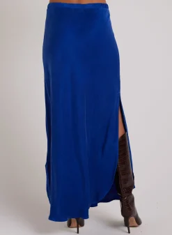 Bella Dahl Asymmetric Side Slit Bias Skirt - Rich Cobalt- Skirts