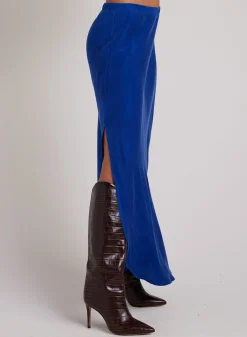 Bella Dahl Asymmetric Side Slit Bias Skirt - Rich Cobalt- Skirts