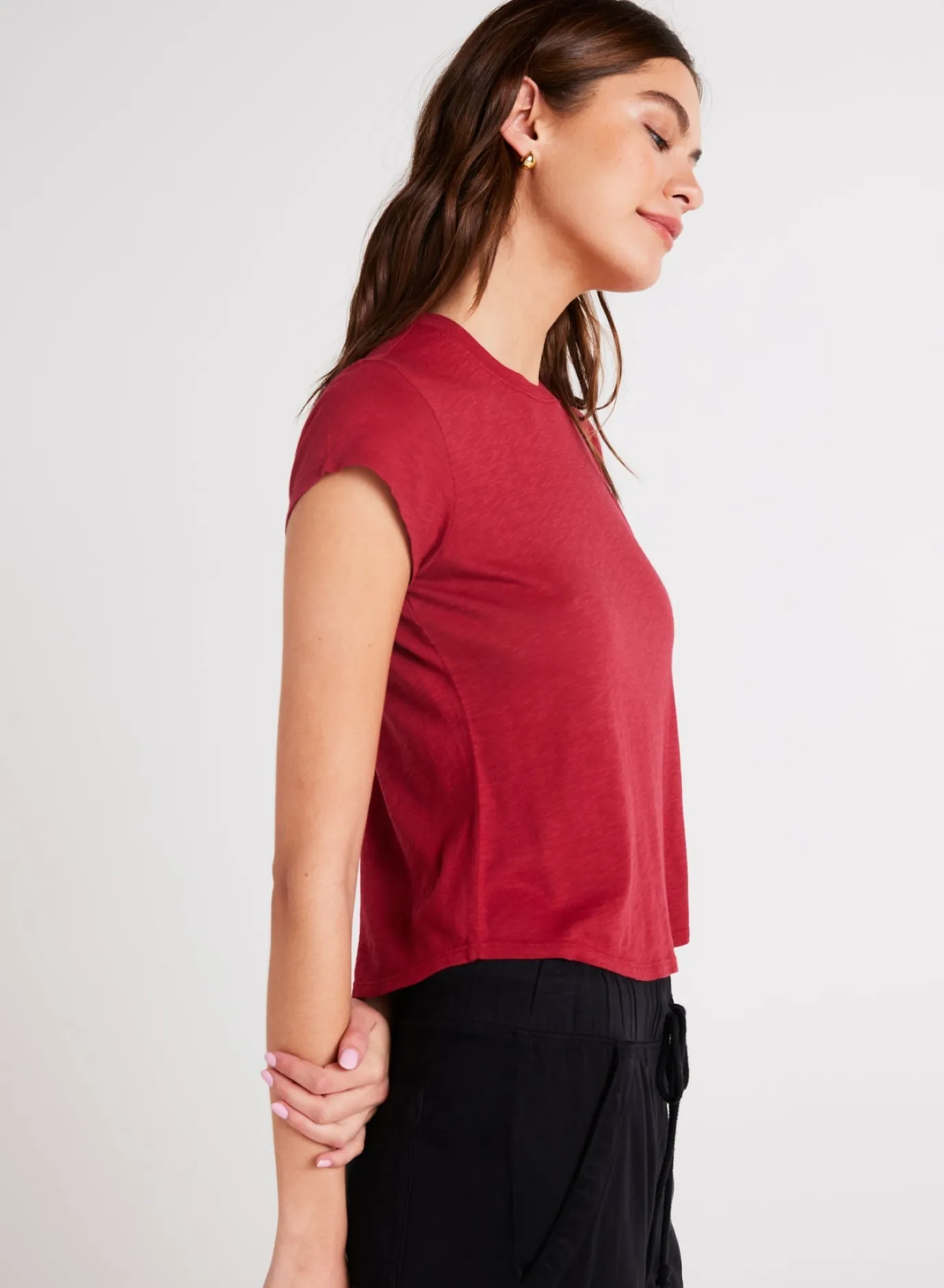 Bella Dahl Baby Crew Tee - Ruby Red- Essentials Tops