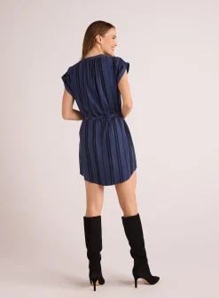 Bella Dahl Belted Cap Sleeve Dress - Vintage Navy- Short Dresses