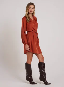 Bella Dahl Belted Raglan Mini Dress - Amber Rust- Short Dresses