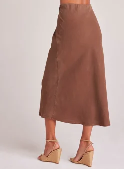 Bella Dahl Bias Midi Skirt - Botanical Brown- Skirts