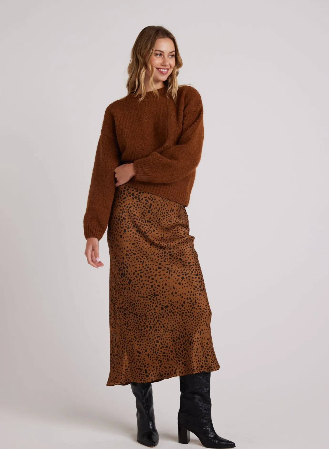 Bella Dahl Bias Midi Skirt - Bronzed Maple- Skirts