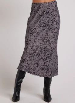 Bella Dahl Bias Midi Skirt - Onyx Steel- Skirts