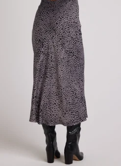 Bella Dahl Bias Midi Skirt - Onyx Steel- Skirts