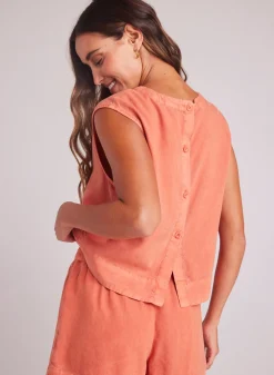 Bella Dahl Boxy Button Back Top - Clay Oasis- Sleeveless