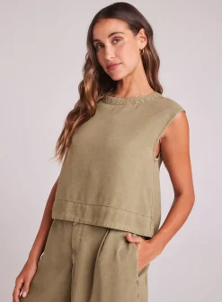 Bella Dahl Boxy Button Back Top - French Olive- Sleeveless