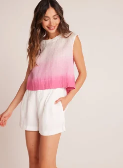 Bella Dahl Boxy Button Back Top - Pink Ombre Dye- Sleeveless