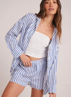 Bella Dahl Boyfriend Button Down - Bahia Breeze Stripe- Long Sleeve