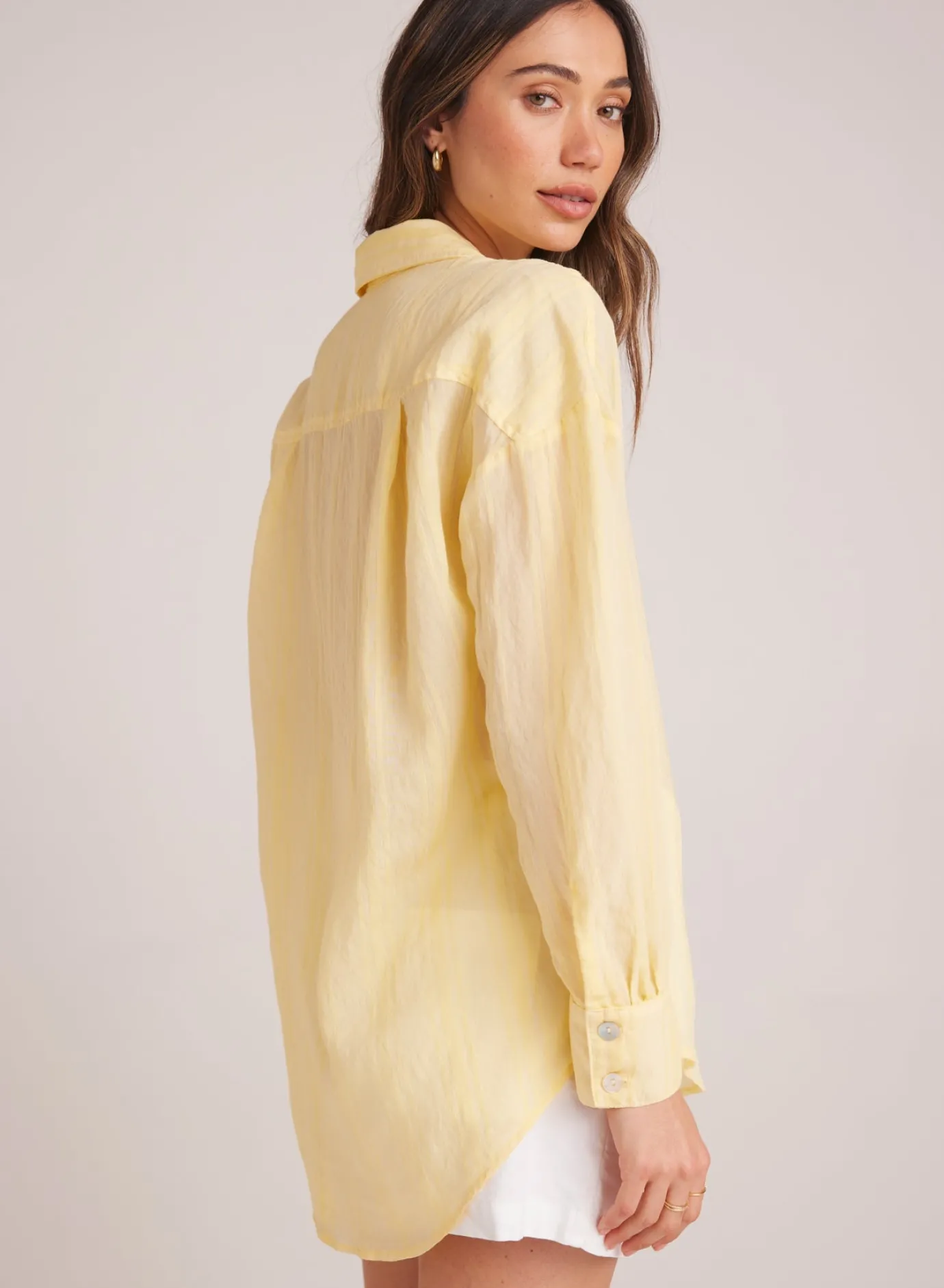 Bella Dahl Boyfriend Button Down - Citron Yellow- Long Sleeve