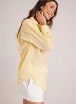 Bella Dahl Boyfriend Button Down - Citron Yellow- Button Down