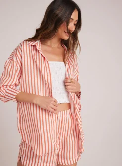 Bella Dahl Boyfriend Button Down - Sunset Blaze Stripe- Long Sleeve