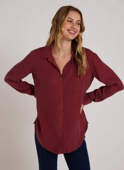 Bella Dahl Boyfriend Shirt - Sweet Merlot- Long Sleeve