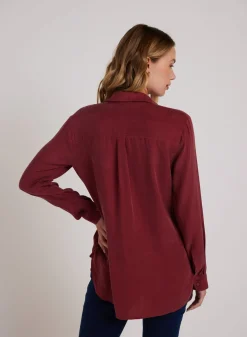 Bella Dahl Boyfriend Shirt - Sweet Merlot- Long Sleeve