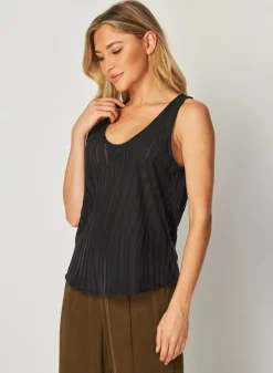 Bella Dahl Burn Out Scoop Neck Tank - Black Zebra- Sleeveless
