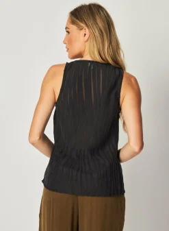 Bella Dahl Burn Out Scoop Neck Tank - Black Zebra- Sleeveless