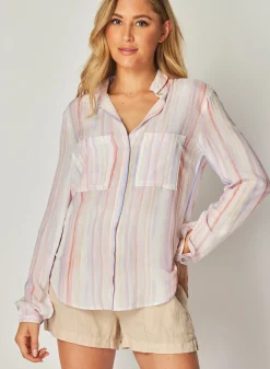 Bella Dahl Button Down Hipster - Sunrise Stripe Print- Long Sleeve