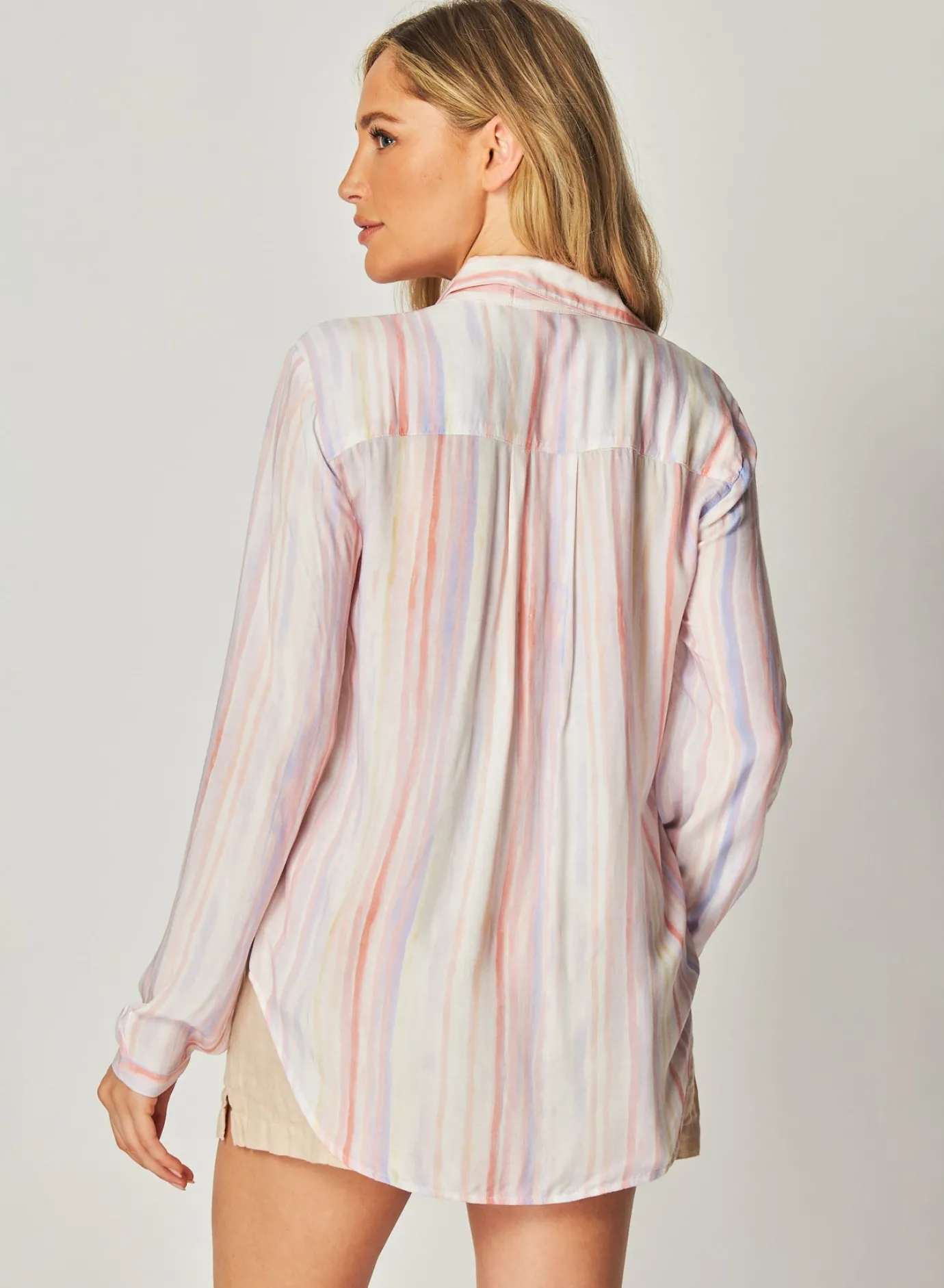 Bella Dahl Button Down Hipster - Sunrise Stripe Print- Long Sleeve