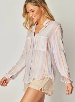 Bella Dahl Button Down Hipster - Sunrise Stripe Print- Button Down