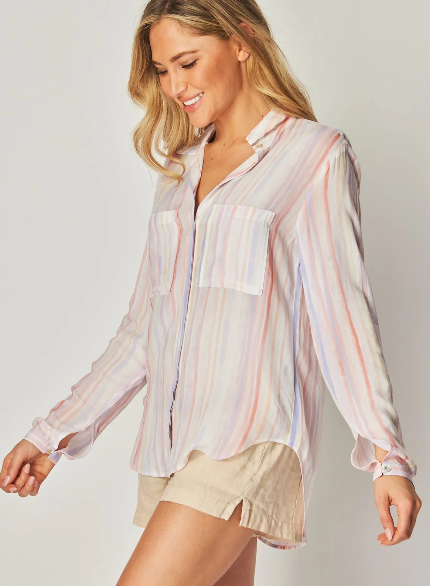 Bella Dahl Button Down Hipster - Sunrise Stripe Print- Button Down