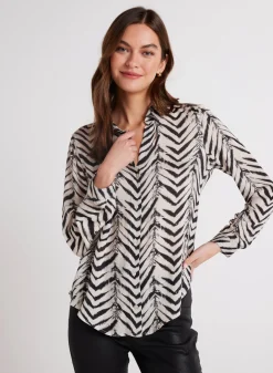 Bella Dahl Button Down Shirt - Batik Chevron Print- Long Sleeve