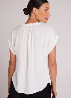 Bella Dahl Cap Sleeve Henley - Off White- Short Sleeve