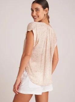 Bella Dahl Cap Sleeve Pullover - Salvador Sand Print- Short Sleeve
