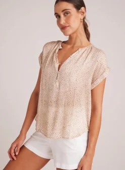 Bella Dahl Cap Sleeve Pullover - Salvador Sand Print- Short Sleeve