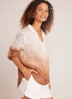 Bella Dahl Capri Button Down - Coconut Ombre Dye- Long Sleeve
