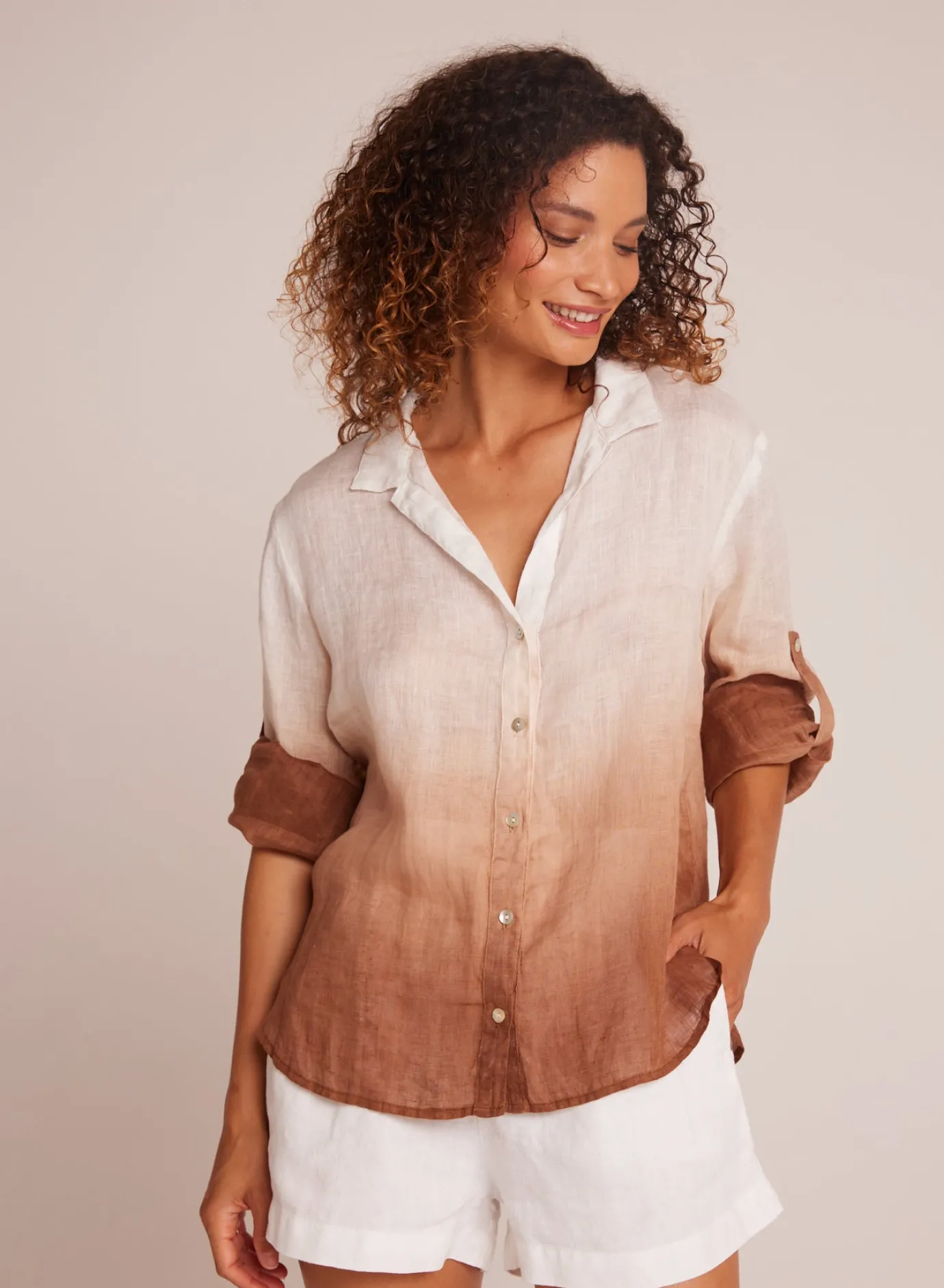 Bella Dahl Capri Button Down - Coconut Ombre Dye- Button Down