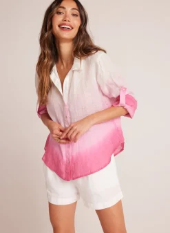 Bella Dahl Capri Button Down - Pink Ombre Dye- Long Sleeve