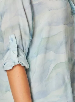 Bella Dahl Capri Button Down Shirt - Waves Camo Print- Button Down