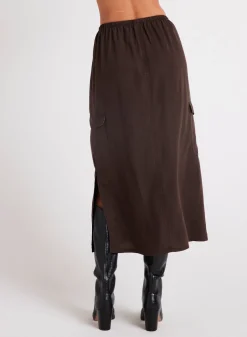 Bella Dahl Cargo Midi Skirt - Chestnut Brown- Seasonal Essentials