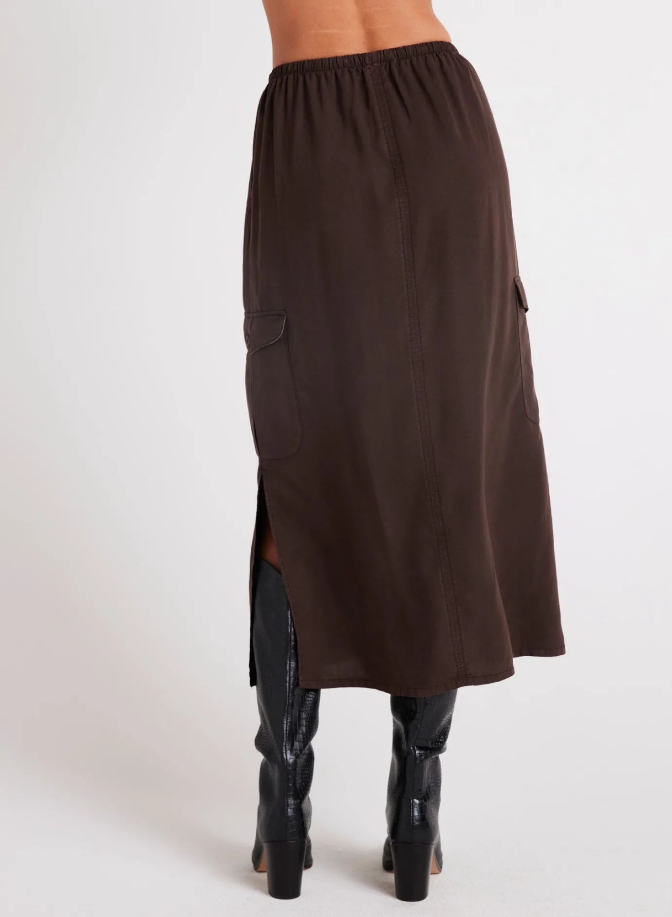 Bella Dahl Cargo Midi Skirt - Chestnut Brown- Skirts