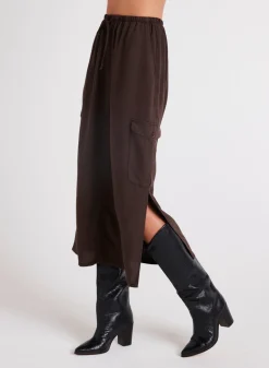 Bella Dahl Cargo Midi Skirt - Chestnut Brown- Essentials Bottoms