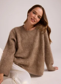 Bella Dahl Cashmere Fuzzy Crew Neck - Soft Fawn- Sweaters