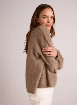Bella Dahl Cashmere Fuzzy Crew Neck - Soft Fawn- Sweaters