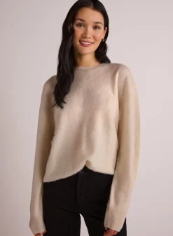 Bella Dahl Cashmere  Fuzzy Crew Neck - Rich Ivory- Sweaters
