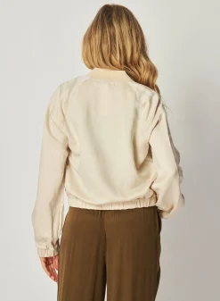 Bella Dahl Chloe Clean Bomber Jacket - Soft Pearl- Outerwear