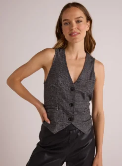 Bella Dahl Cinch Back Vest - Glencheck Plaid- Sleeveless