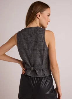 Bella Dahl Cinch Back Vest - Glencheck Plaid- Sleeveless