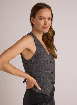 Bella Dahl Cinch Back Vest - Glencheck Plaid- Sleeveless