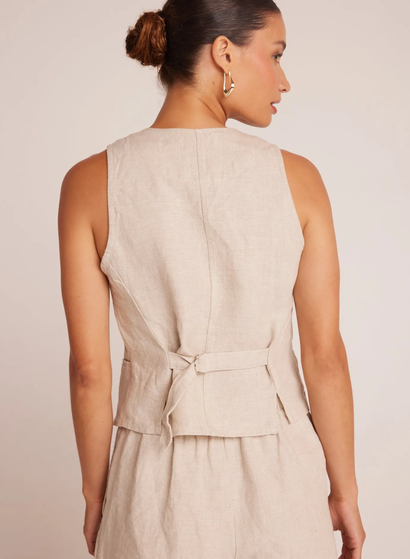 Bella Dahl Cinch Back Vest - Linen Sand- Sleeveless