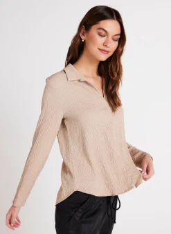 Bella Dahl Clean Button Front Shirt - Light Oak- Button Down