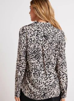Bella Dahl Clean Shirt - Abstract Bloom Print- Long Sleeve