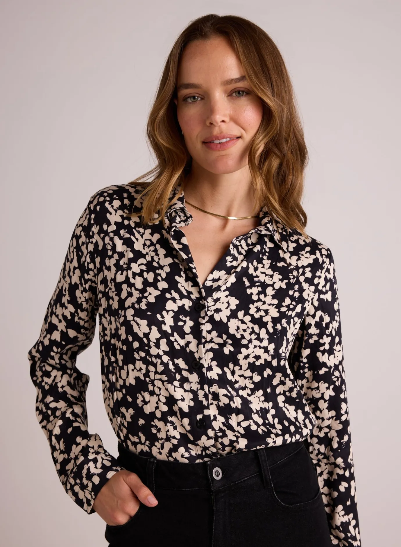Bella Dahl Clean Shirt - Ditsy Floral Print- Long Sleeve