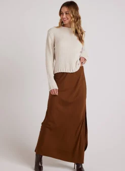 Bella Dahl Crew Neck Chenille Sweater- Opal Ivory- Sweaters