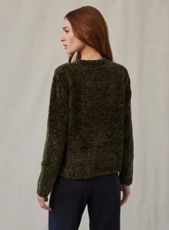 Bella Dahl Crew Neck Chenille Sweater- Italian Herb- Sweaters